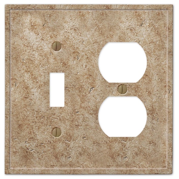 AMERELLE Talia 2 Gang 1-Toggle and 1-Duplex Resin Wall Plate - Noce