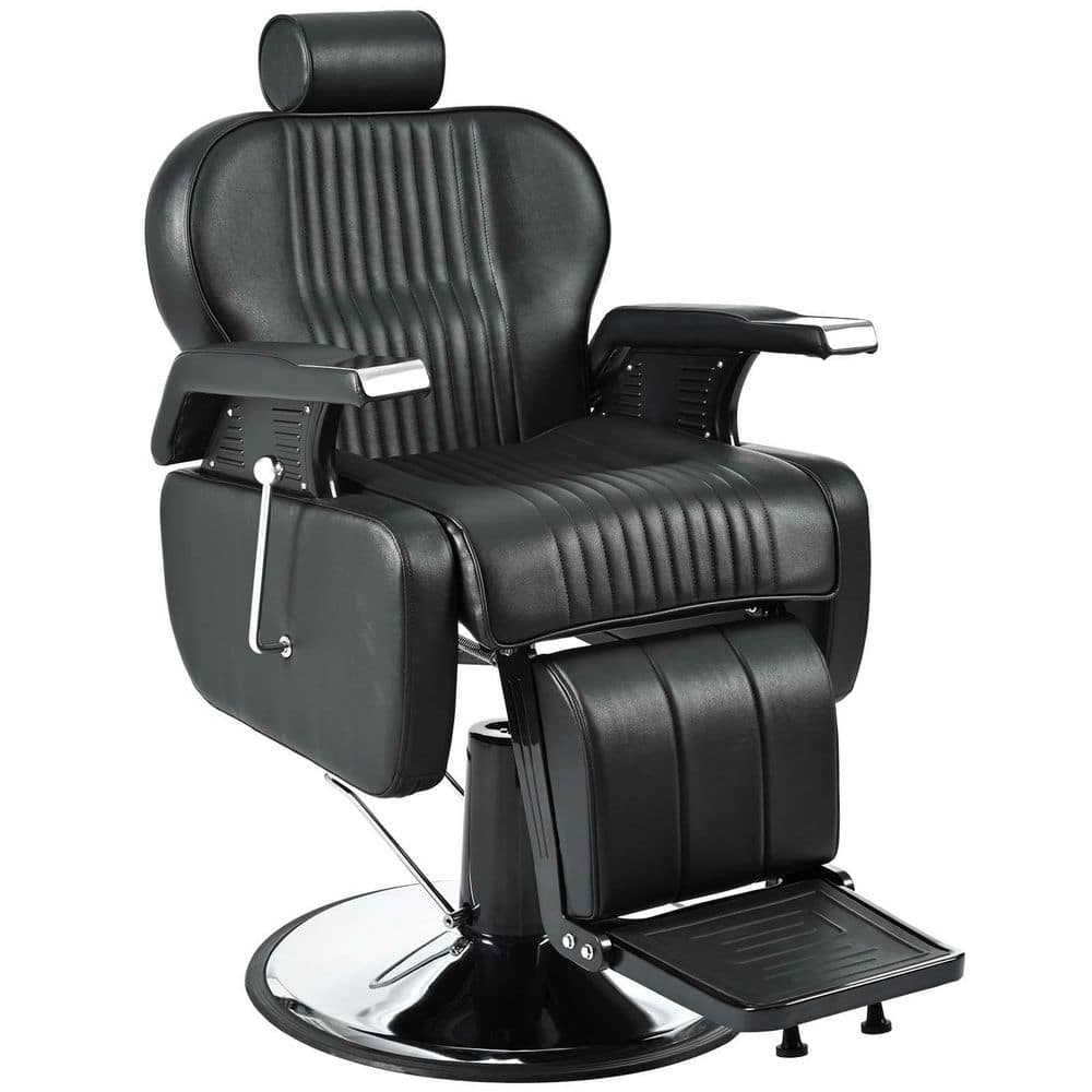 PU Leather Reclining Barber Chair Hydraulic Adjustable Salon Chair 360° Sw