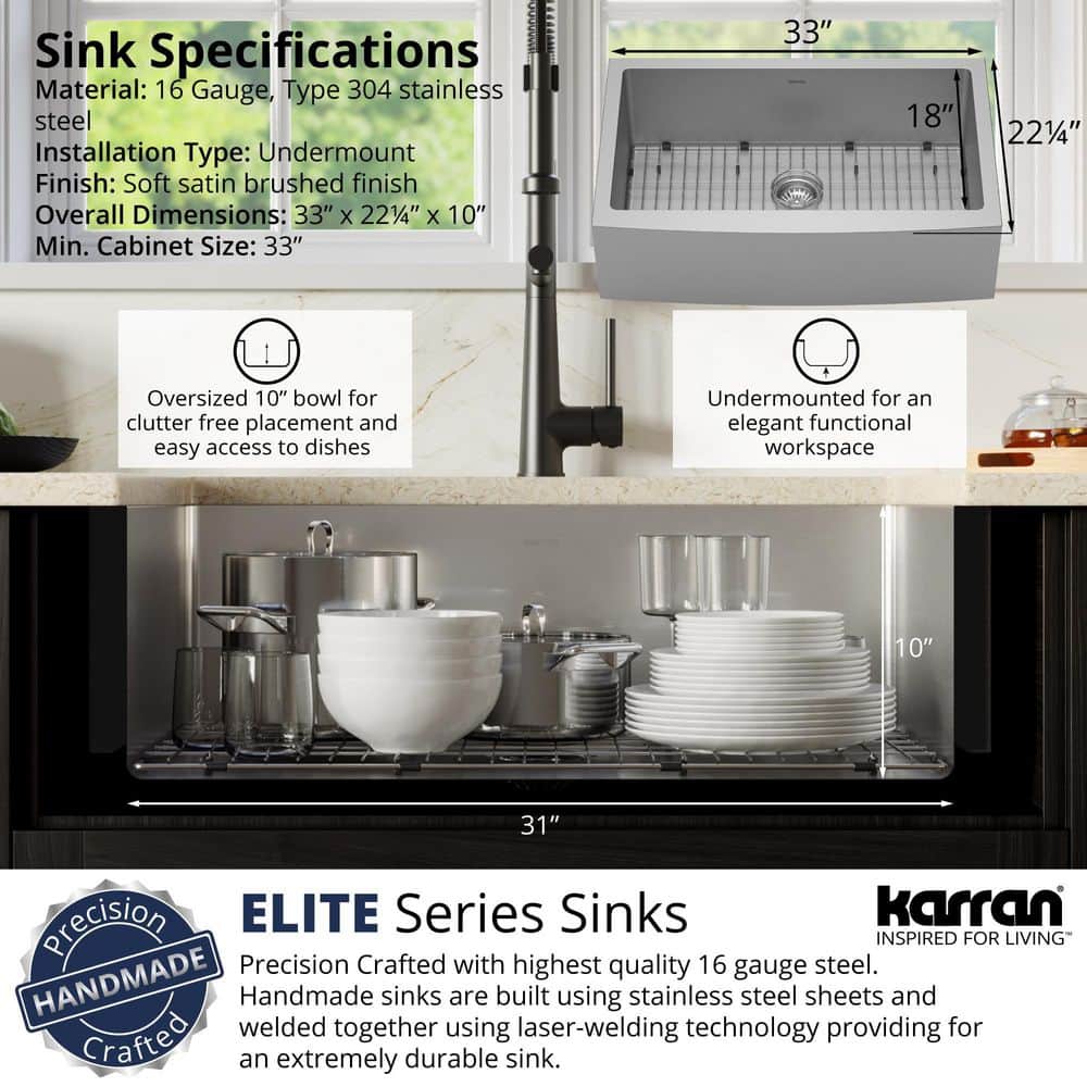 Stainless Steel 33'' Single Bowl Farmhouse Kitchen Sink