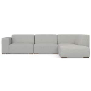 Rex 116 in. Straight Arm Woven Performance Fabric L-Shaped Right Corner Sectional Modular Sofa with Ottoman in Pale Grey