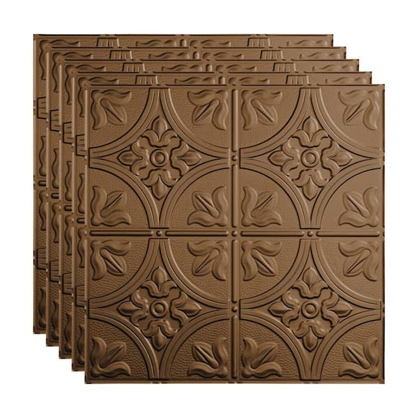 Fasade Traditional #2 2 ft. x 2 ft. Argent Bronze Lay-In Vinyl Ceiling Tile (20 sq. ft.)