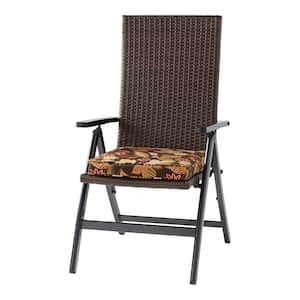 Wicker Outdoor PE Foldable Reclining Chair with Timberland Floral Seat Cushion