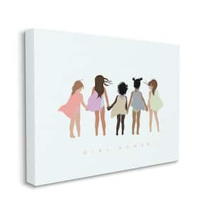 "Girl Power Phrase Inclusive Caped Superheroes" by Leah Straatsma Unframed People Canvas Wall Art Print 36 in. x 48 in.