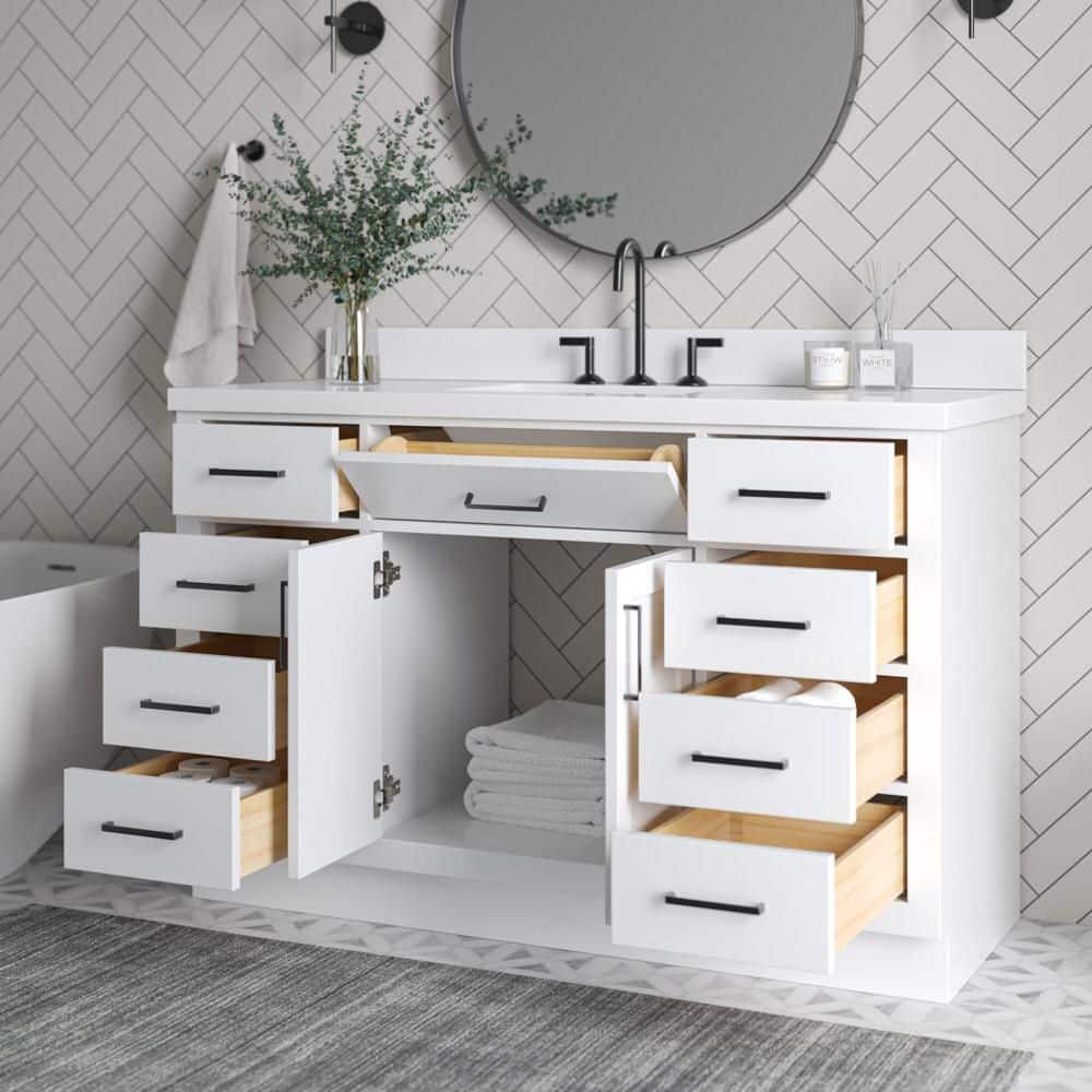 Hepburn 55" White Freestanding Single Basin Vanity Set