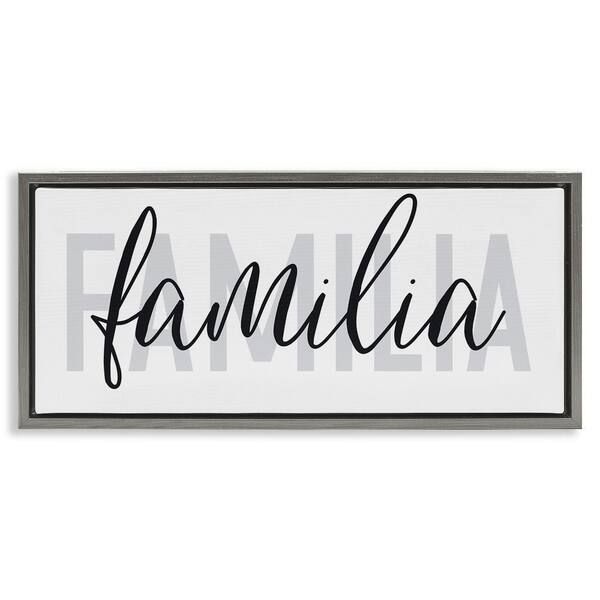 Stupell Industries Familia Simple Family Text by Wild Apple Portfolio Gray Floater Frame Typography Graphic Art Print 11 in. x 25 in.