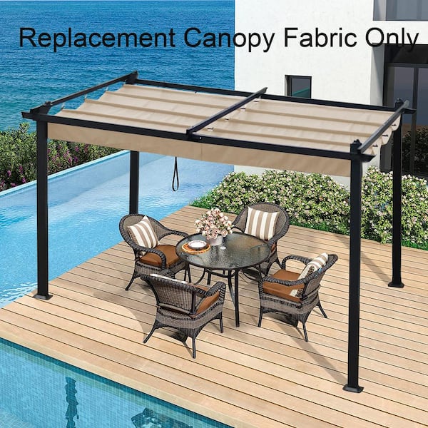 10 ft. x 10 ft. Beige Outdoor Patio Retractable Pergola