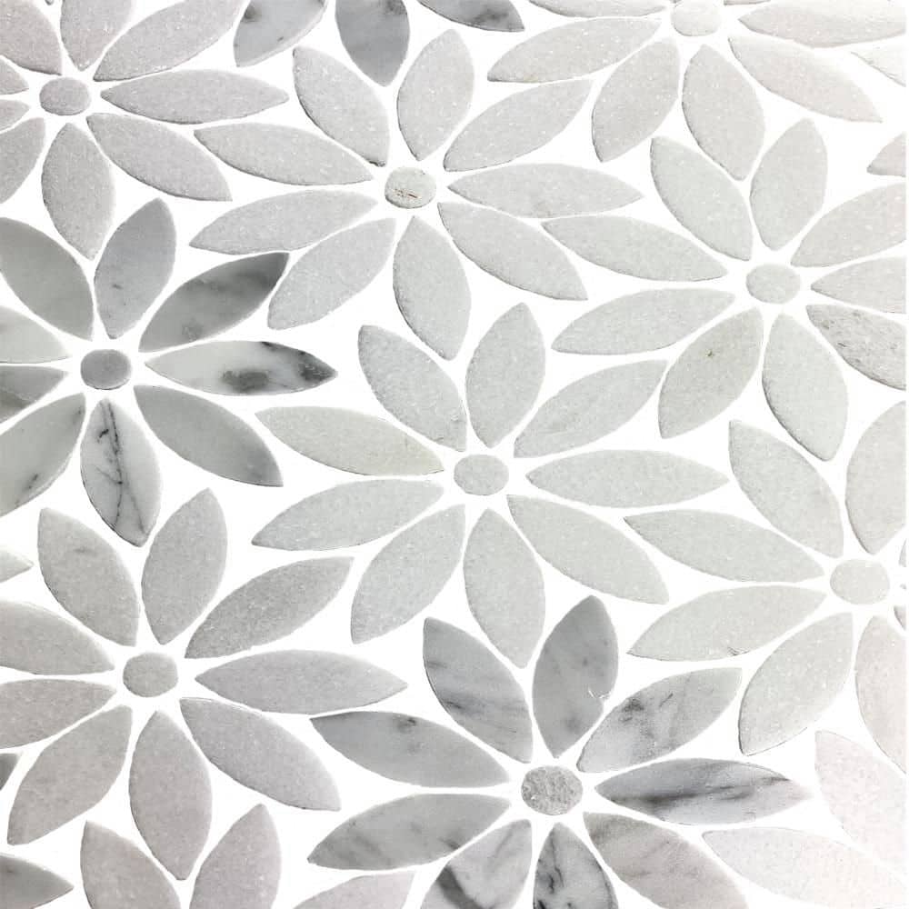 Tuscany 12x12 Beige Marble Floral Mosaic Tile
