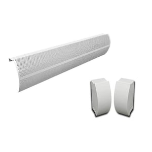 Elliptus Series 3 ft. Galvanized Steel Easy Slip-On Baseboard Heater Cover, Left and Right Endcaps [1] Cover,[2] Endcaps