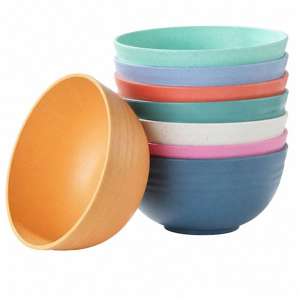 8-Piece 26 oz. Multi-Colored Wheat Straw Cereal Bowl for Cereal, Snack, Soup, Salad & Rice, Microwave & Dishwasher Safe