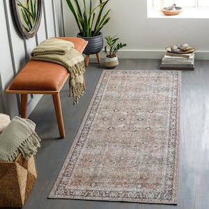 Vernon Taupe/Rose 3 ft. x 7 ft. Indoor Machine-Washable Area Rug