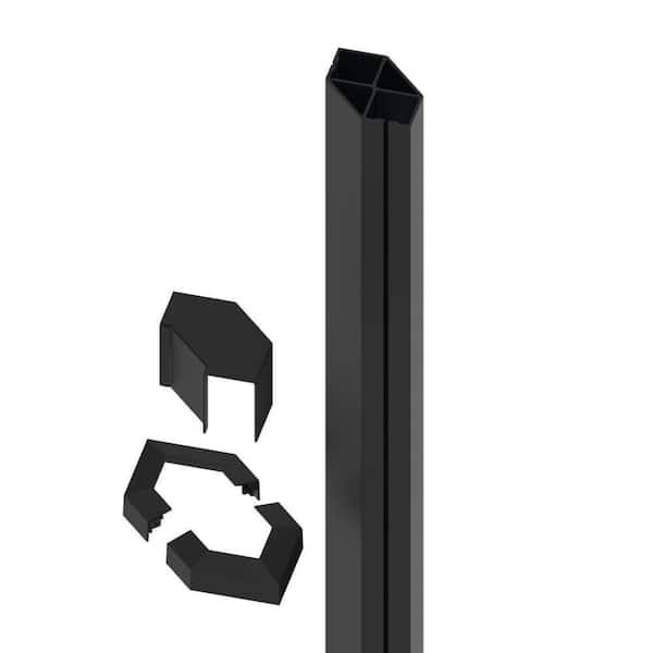 Barrette Outdoor Living 5.38 in. x 8.75 in. x 3.1 ft. Elevation Aluminum Matte Black Corner Post for Cable Railing System