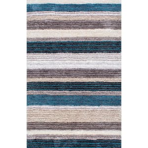 Drey Ombre Shag Blue Multi 4 ft. x 6 ft. Area Rug