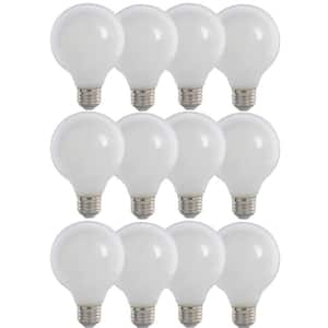 100-Watt Equivalent G25 Dimmable Filament CEC White Glass Vanity Globe E26 LED Light Bulb, Bright White 3000K (12-Pack)