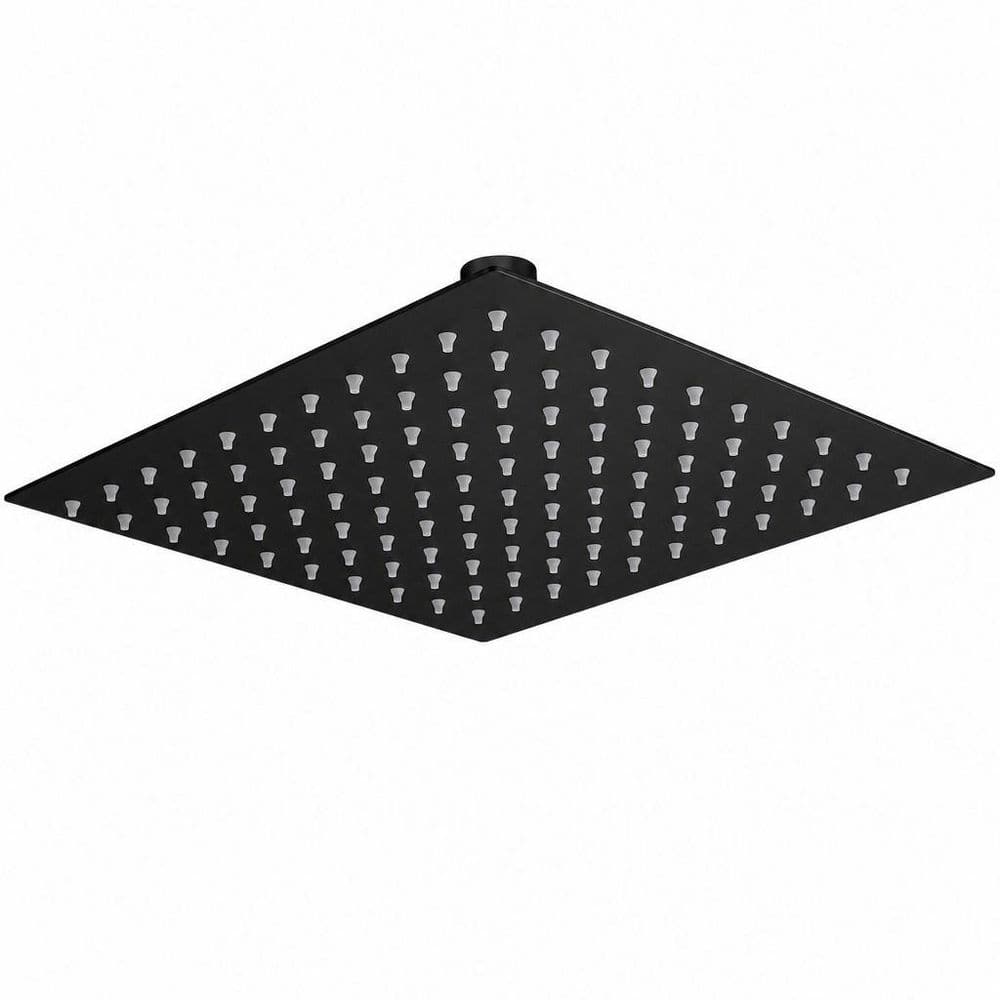 1-Spray Patterns 12 in. Square Waterfall Wall Mount Rain Fixed Shower Head in Black, 1.8 GPM Rainfall Shower Heads price history on PriceWatchPro