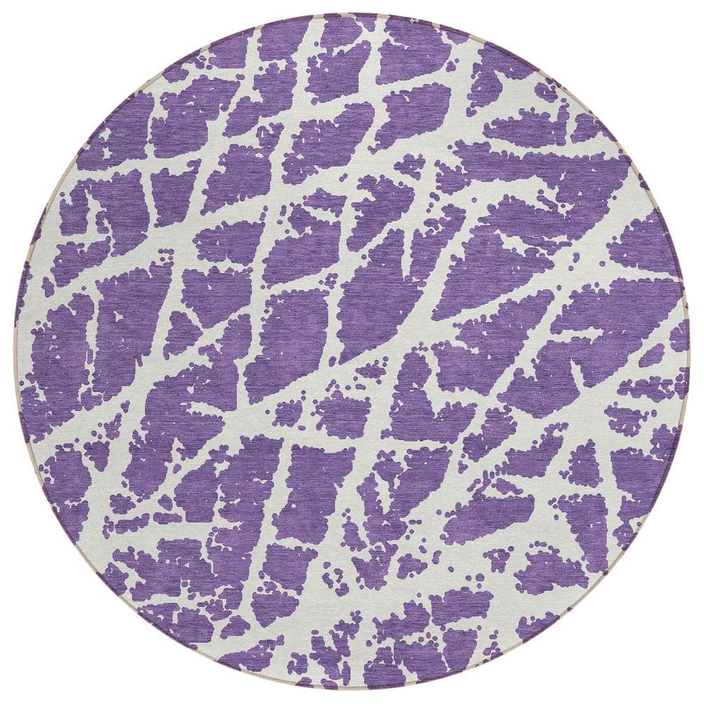 Chantille ACN501 Purple 8 ft. x 8 ft. Round Machine Washable Indoor/Outdoor