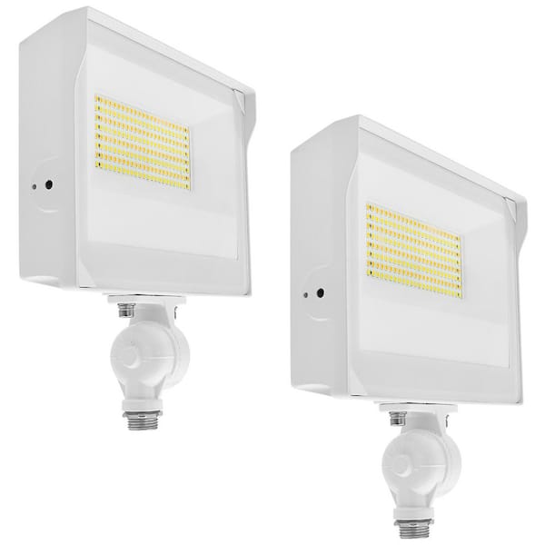 60-Watt Universal Integrated LED Flood Light Adjustable Knuckle Mount 3CCT Up to 8760LM Dimmable Photocell Sensor 2 Pack