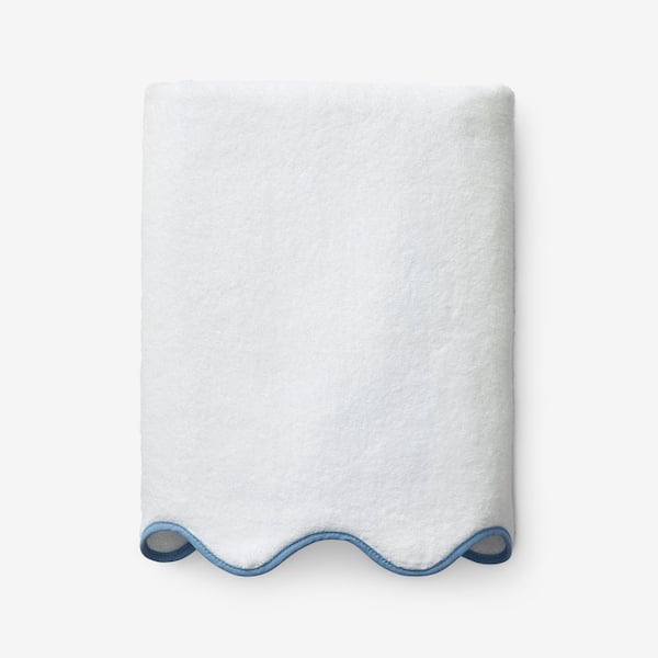Company Cotton Scallop Light Blue Cotton Single Bath Towel