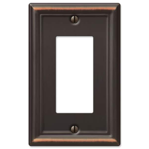 AMERELLE Ascher 1-Gang Aged Bronze Decorator/Rocker Stamped Steel Wall Plate