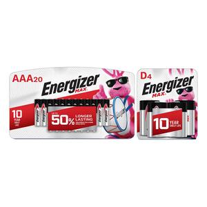 MAX Emergency Bundle with AAA (20-Pack) and D (4-Pack) Batteries