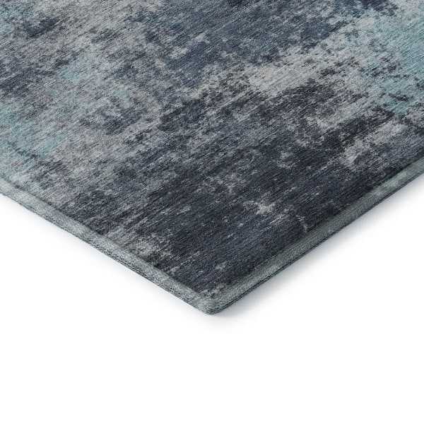 Mayfield Premium Machine Washable Abstract AMF2065 Blue 2 ft. x 7 ft. Runner Rug