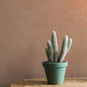 Sketch Rouge Removable Peel and Stick Vinyl Wallpaper, 28 sq. ft.