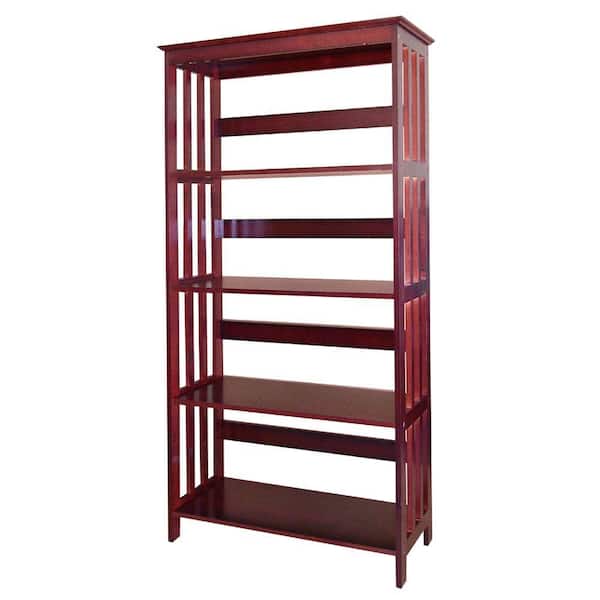 ORE INTERNATIONAL 60 in. Cherry Wood 4-shelf Etagere Bookcase with Open Back