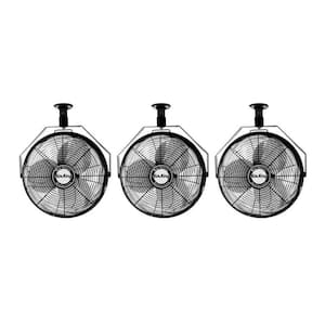 18 in. 3 fan speeds Non-Oscillating Ceiling Fan in Black, 3-Pack