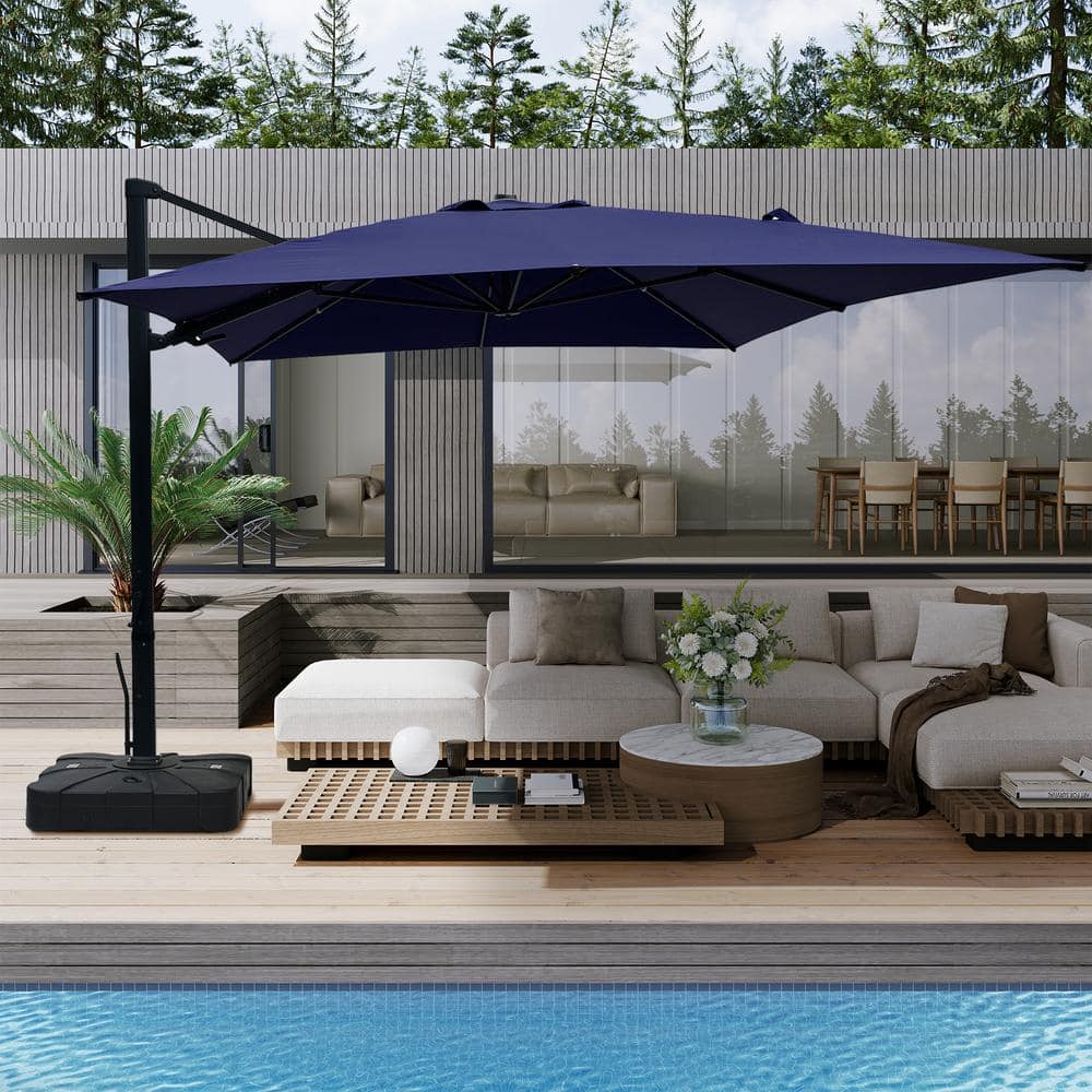 10x13 ft. 360° Rotation Outdoor Patio Cantilever Umbrella with Base in Navy Blue price history on PriceWatchPro
