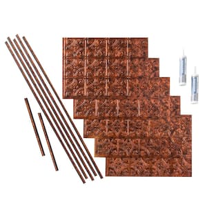 Traditional 1 18 in. x 24 in. Moonstone Copper Vinyl Decorative Wall Tile Backsplash 15 sq. ft. Kit