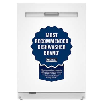 24 in. Top Control Built-In Tall Tub Dishwasher in White with PowerBlast Cycle and PowerDry
