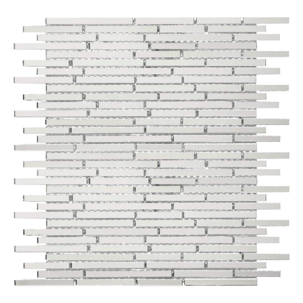 10.4" x 11.2" Silver Mirrored Glass Mosaic Wall Tile