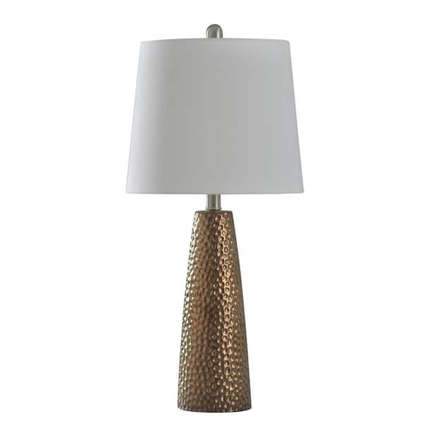 Franklin Brushed Bronze Metal Table Lamp - Black Fabric Lamp Shade