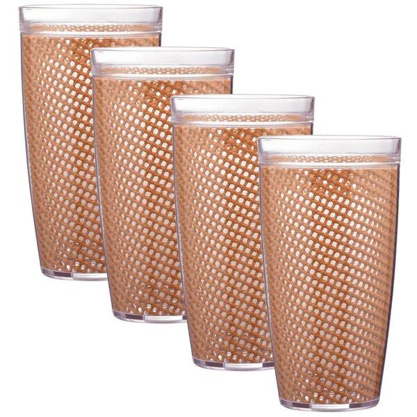 Kraftware Fishnet 24 oz. Bronze Insulated Drinkware (Set of 4)