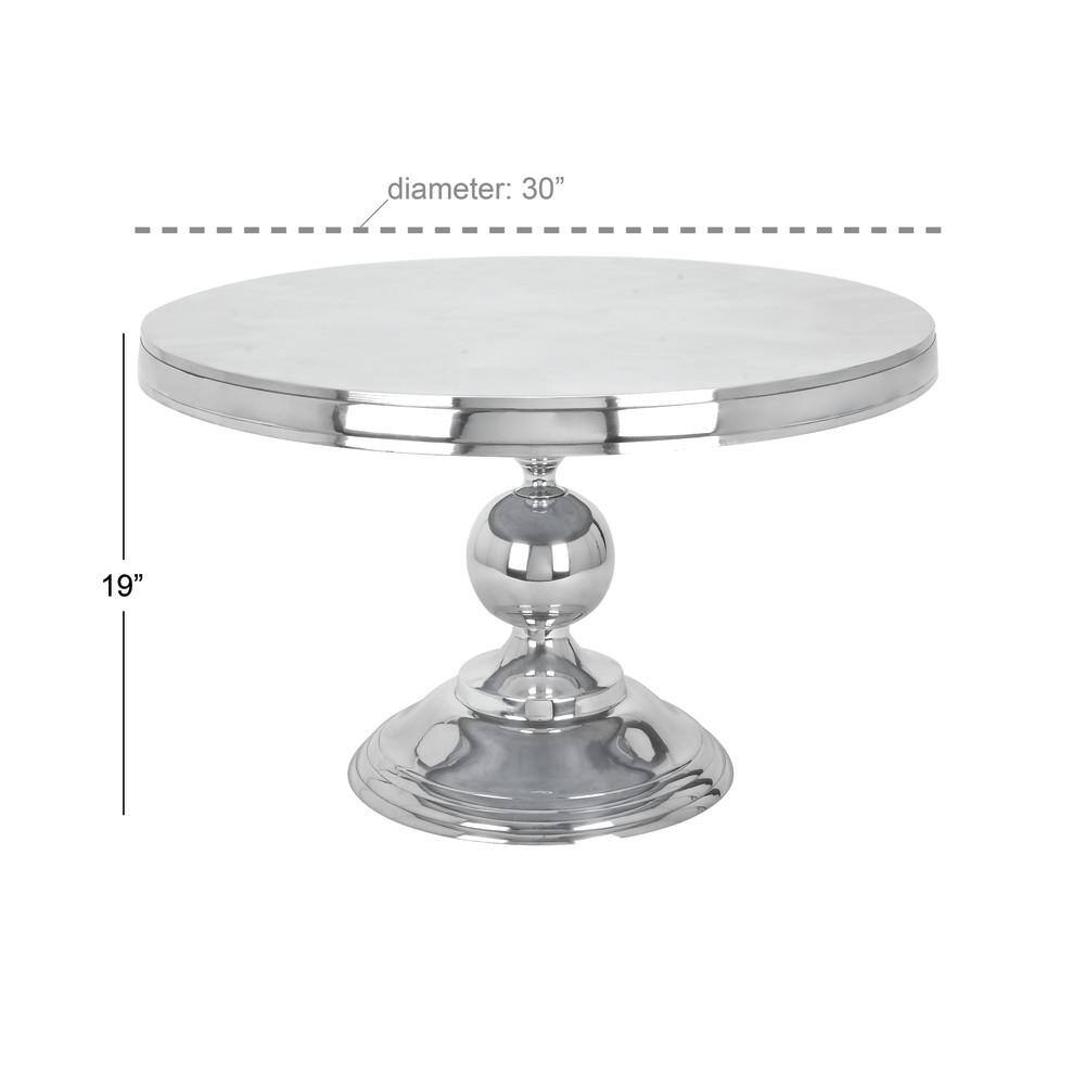 Elegant Goblet-Inspired Round Metal Coffee Table in Silver Finish