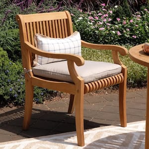Mosko Natural Teak Wood Outdoor Dining Chair with Beige Cushion