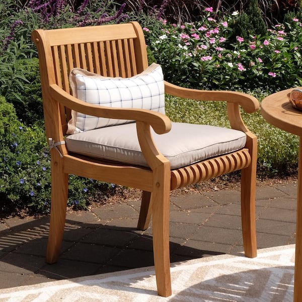Cambridge Casual Cambridge Casual Mosko Natural Teak Wood Outdoor Dining Chair with Beige Cushion