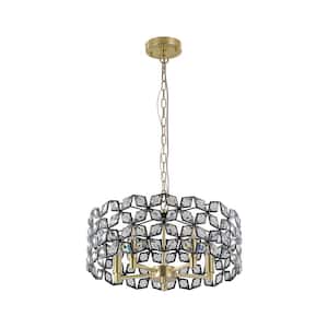 18.9 in. 5-Light Modern Hanging Light Fixture Gold Plus Black Chandelier with Crystal Shade for Living-Room