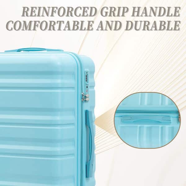 Tatahance 3-Piece Blue ABS Hardside Spinner Luggage Set with TSA