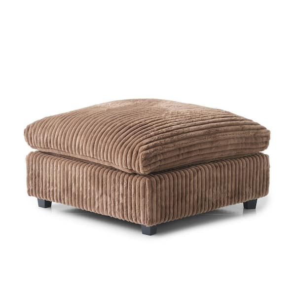 39.37 in. Brown Armless Soft Faux Rabbit Fur Velvet Ottoman Sectional Sofa for Living Room and Bed Room