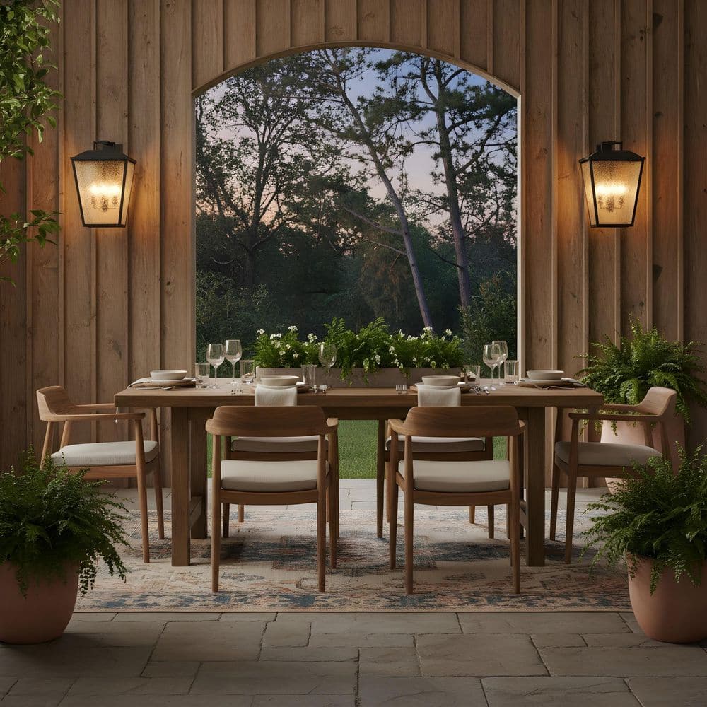 Kennewick 12.5 in. W x 19 in. H 4-Light Antique Bronze Outdoor Wall Lantern with Distressed Seeded Glass Shade price history on PriceWatchPro