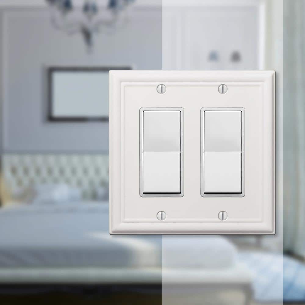 Amerelle White 2-Gang Stamped Steel Rocker Wall Plate