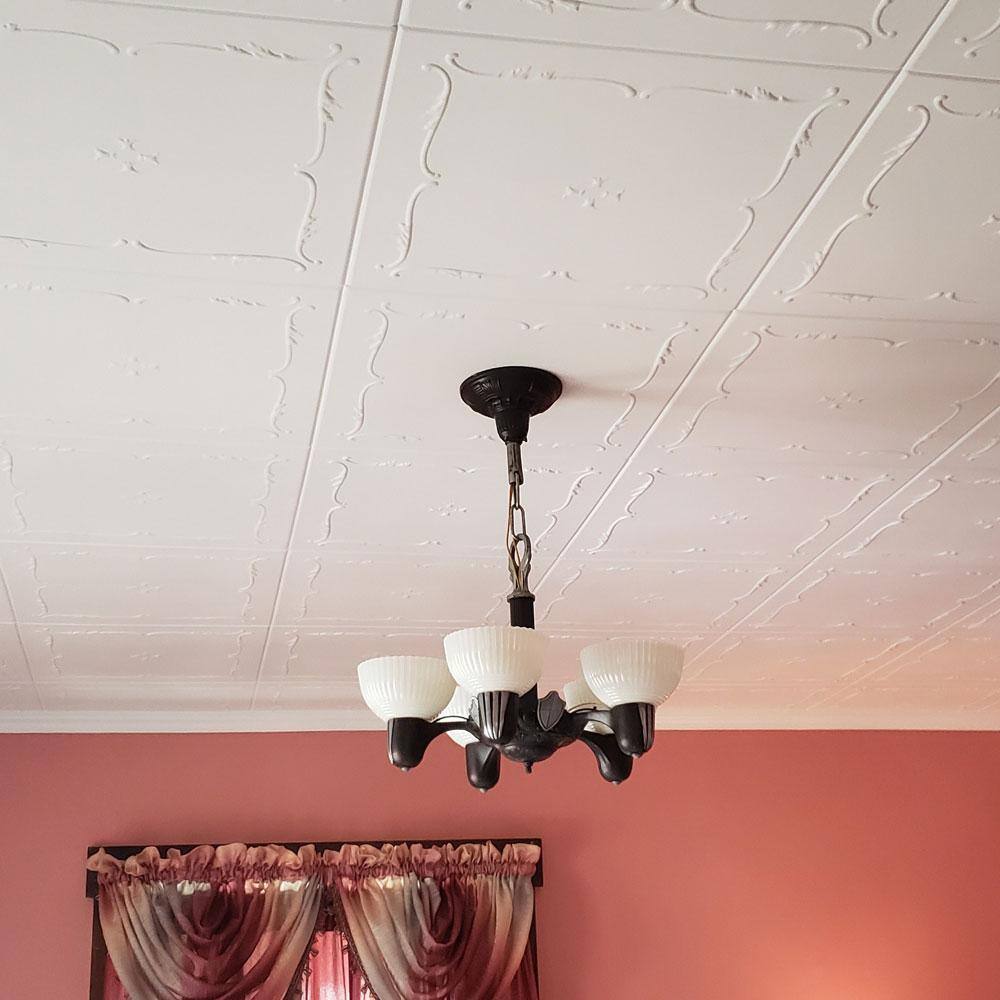 Spring Buds Plain White Decorative Foam Glue-Up Ceiling Tile