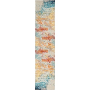 Celestial Sealife 2 ft. x 14 ft. Abstract Contemporary Kitchen Runner Area Rug