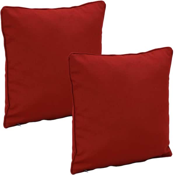 Sunnydaze 16 in. Red Square Outdoor Patio Throw Pillows (Set of 2)