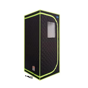 Moray 1-Person Indoor Plus Type Full Body Black Portable Infrared Sauna Tent with FCC Certification(Green binding)