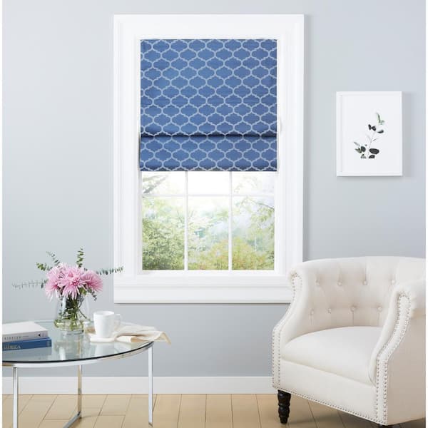 EXCLUSIVE HOME Montague Indigo Cordless Total Blackout Polyester Roman Shade 34 in. W x 64 in. L