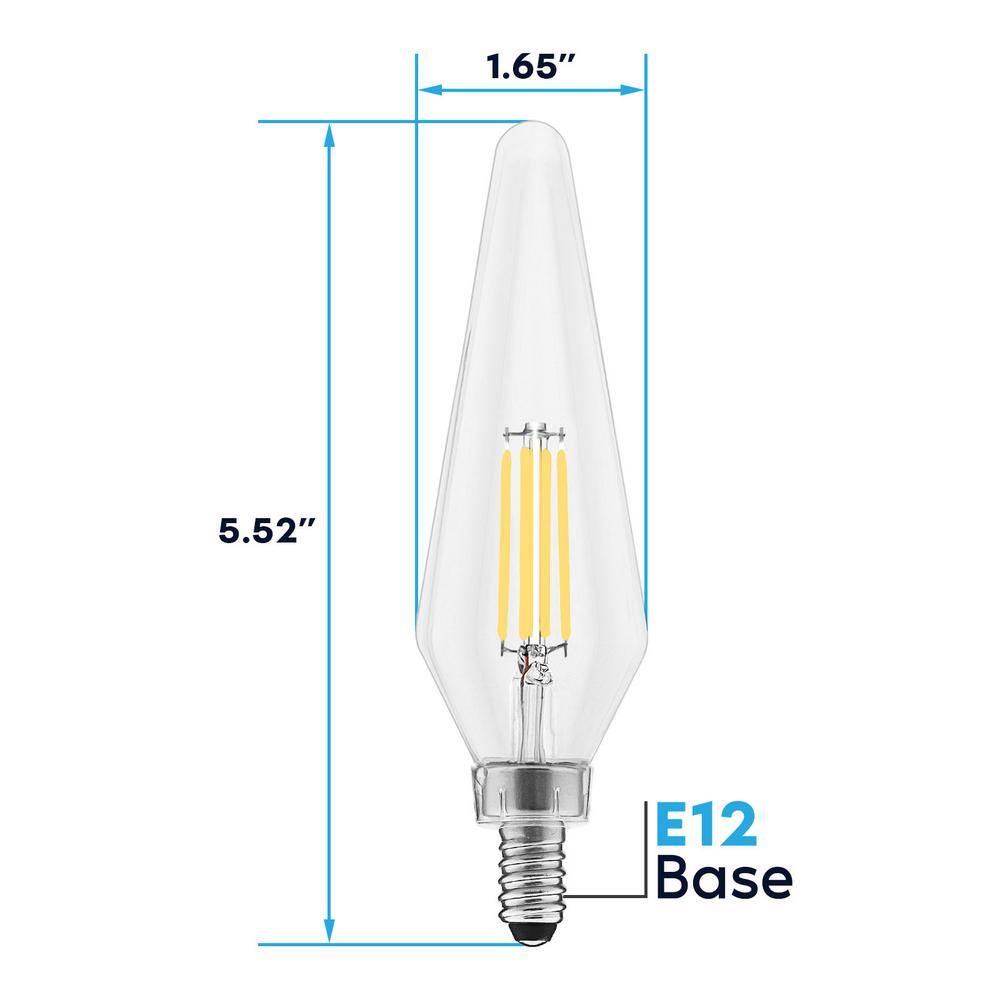 Clear Glass Dimmable LED Candelabra Bulbs, Set of 12