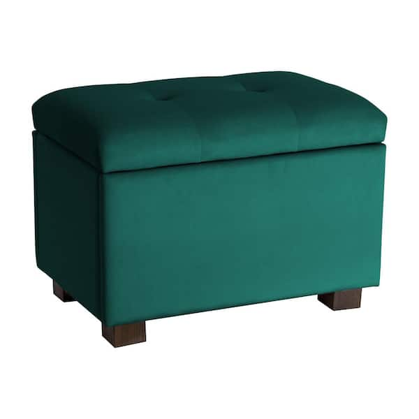 CorLiving Asha Green Velvet Storage Ottoman