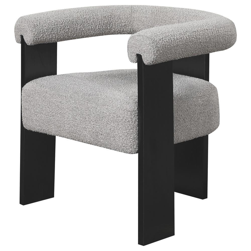 Gray Bouclé Upholstered Accent Chair with Black Wood Frame