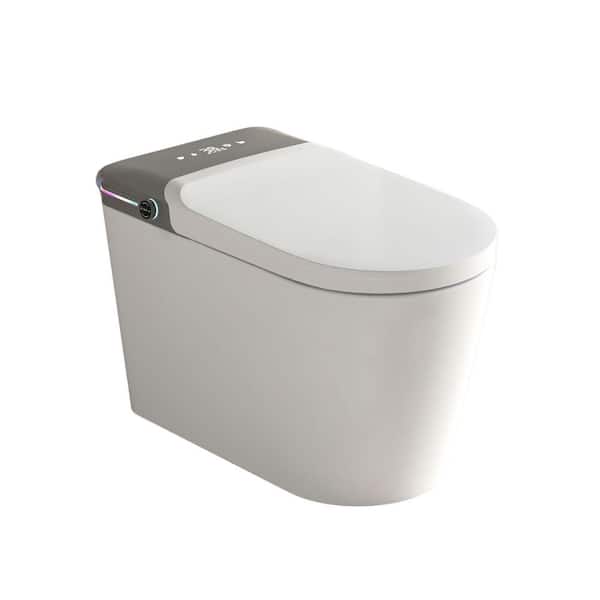 Unbranded H2O Smart Tankless Elongated Bidet Toilet 1.0/1.28 GPF Dual Flush in White with Remote Control, and Heated Seat